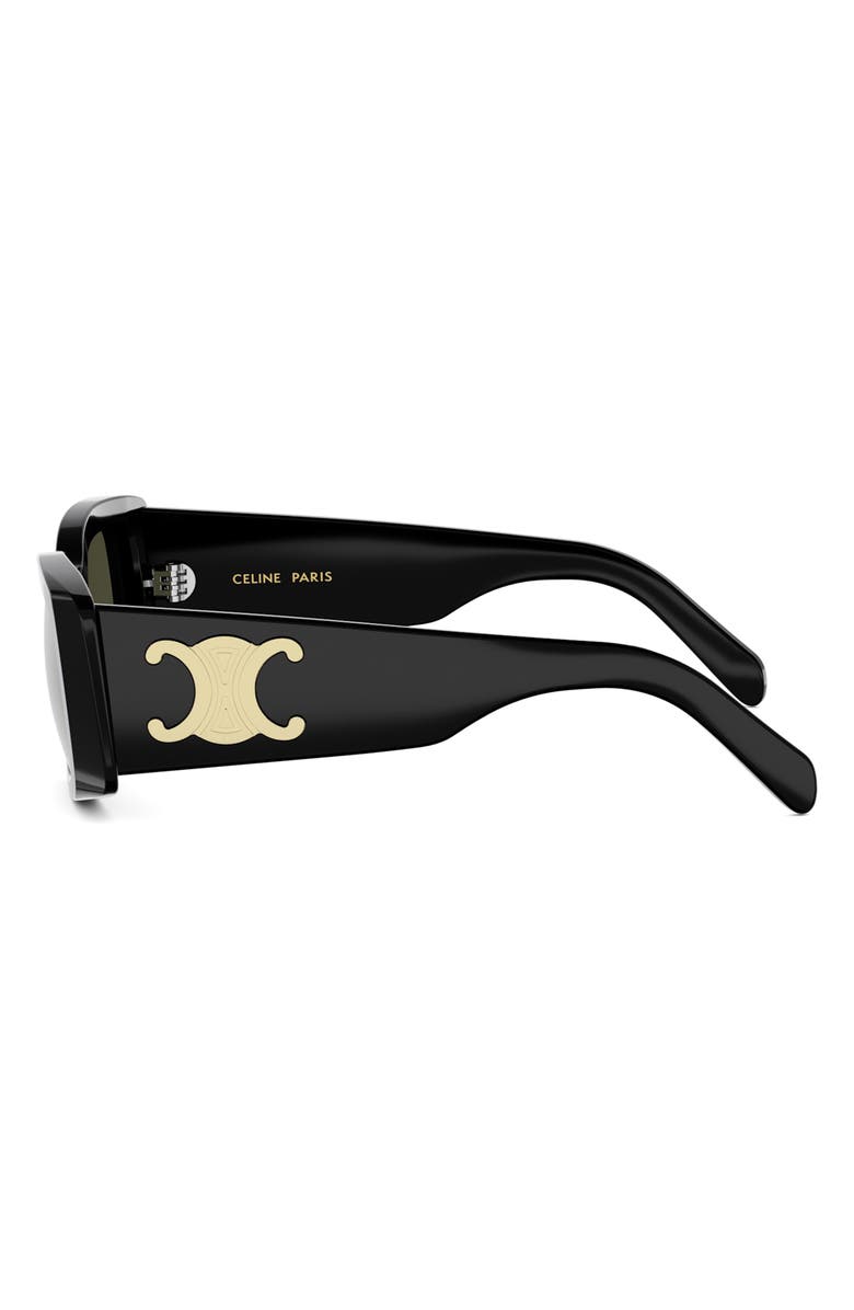 CELINE Triomphe 53mm Rectangular Sunglasses, Alternate, color, Shiny Black / Smoke/ Gold
