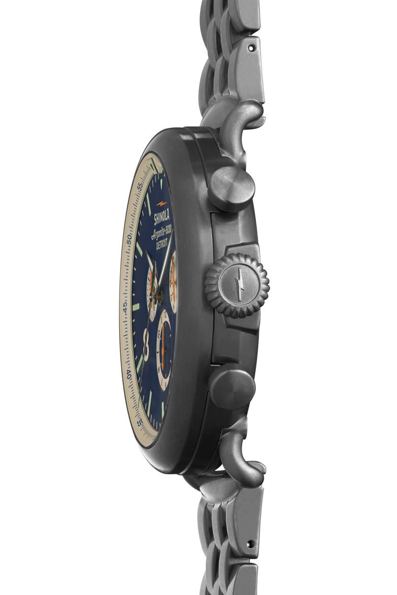 The Runwell Contrast Chrono Bracelet Watch, 47mm, Alternate, color, GUNMETAL/ BLUE