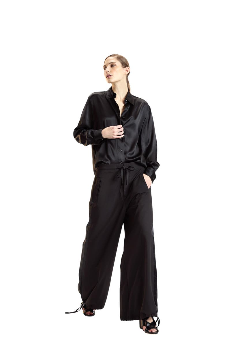 Cynthia Rowley Tuxedo Stripe Wide Leg Pants, Alternate, color, Black