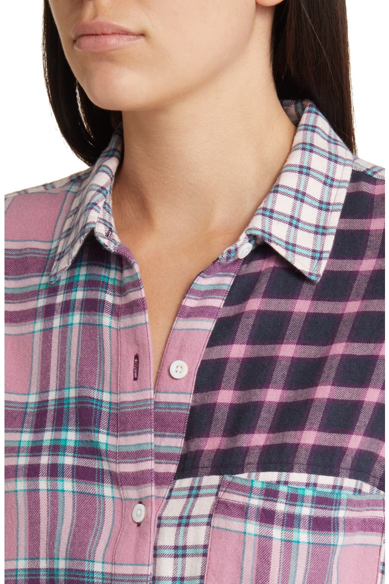 Lakin Mixed Plaid Button-Up Shirt, Alternate, color, ROSE AGAVE MIXED PLAID