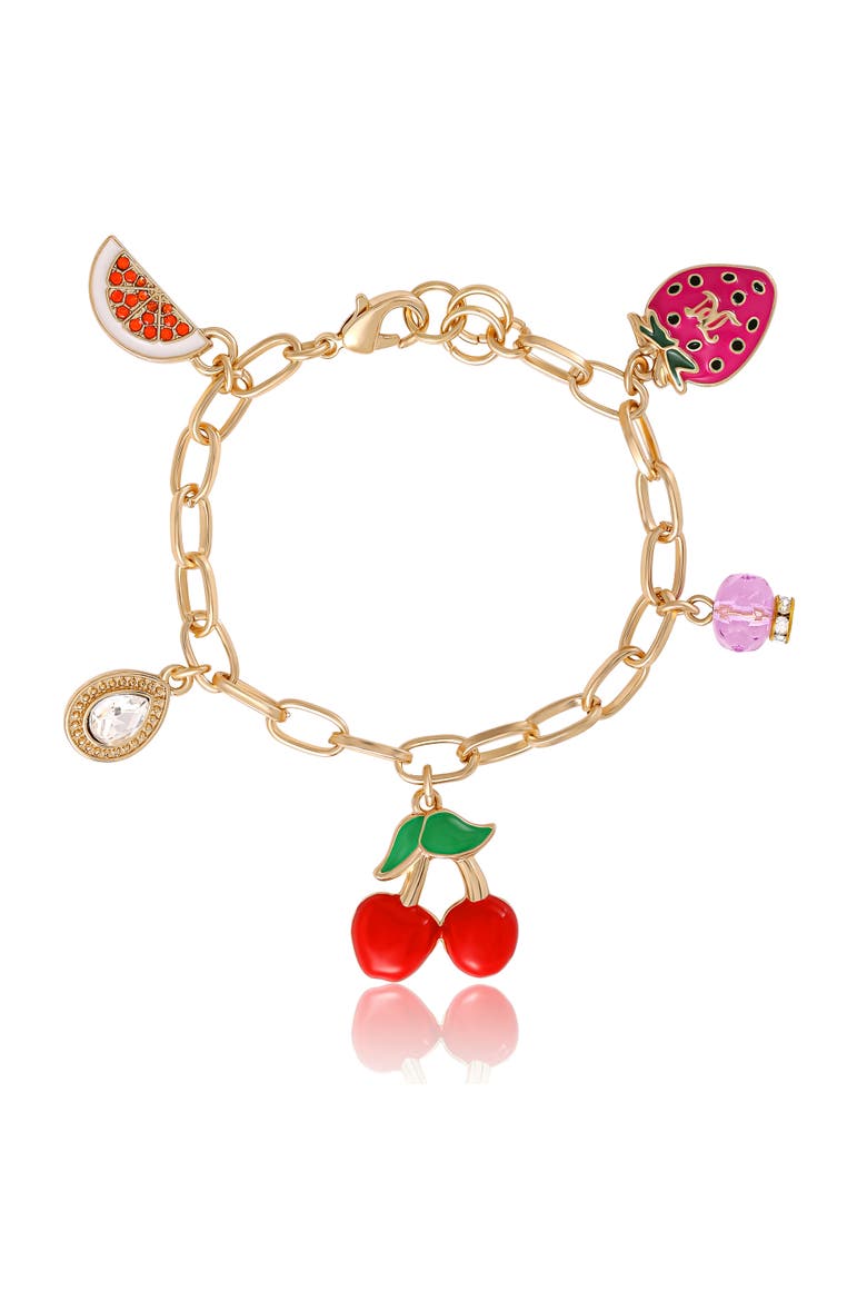 Cherry & Fruit Charm Bracelet, Main, color, Gold Tone