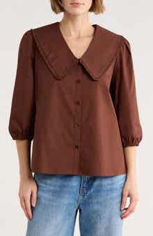 Gemma + Jane Peter Pan Collar Three-Quarter Sleeve Top