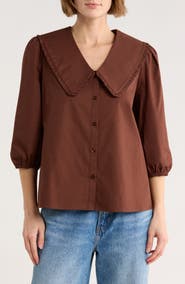 Gemma + Jane Peter Pan Collar Three-Quarter Sleeve Top