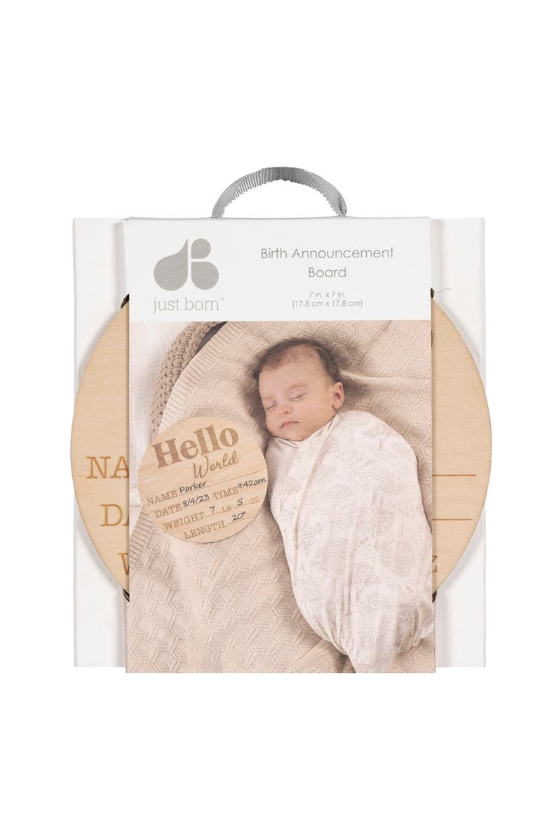 Just Born Wooden Milestone Birth Announcement Board, Alternate, color, Birth Announcement