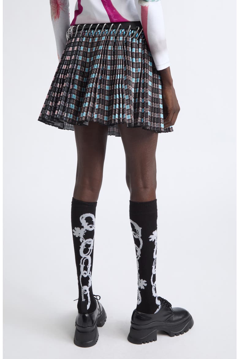 Plugged Carabiner Pleated Miniskirt, Alternate, color, BLACK MULTI