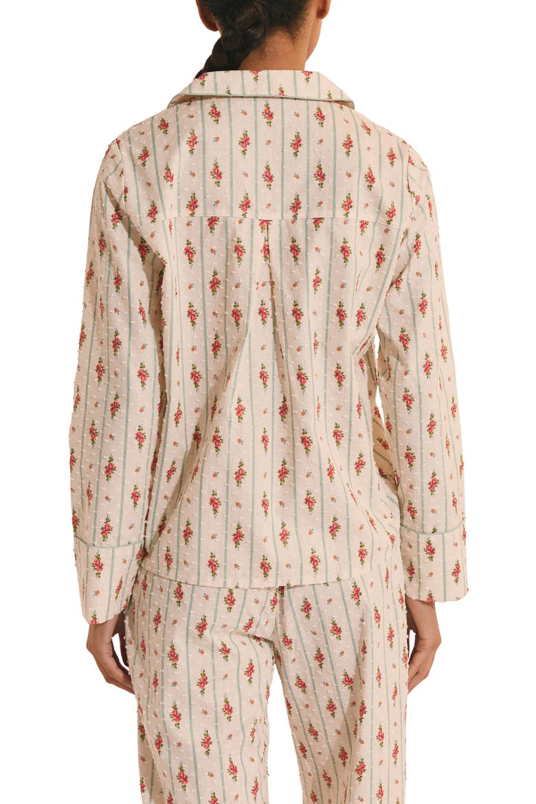 Orea Floral Swiss Dot Chemise Button-Up Pajama Shirt, Alternate, color, POWDER PINK