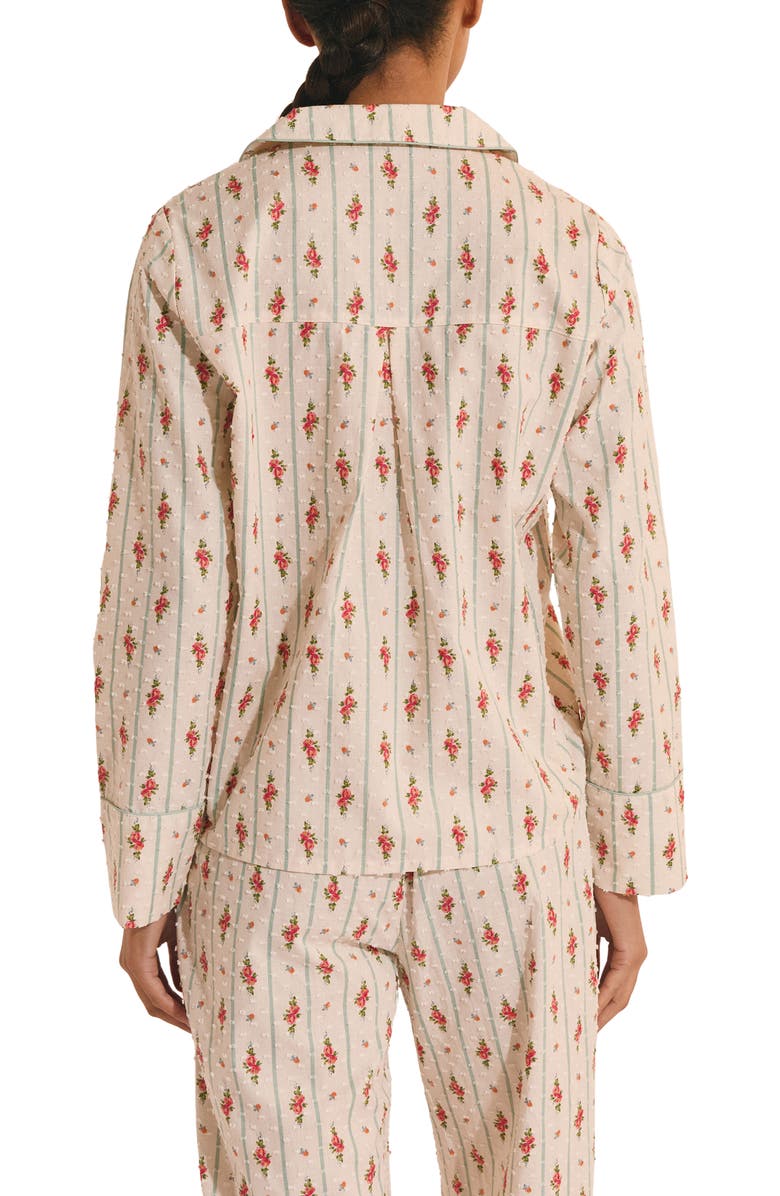 Etam Orea Floral Swiss Dot Chemise Button-Up Pajama Shirt, Alternate, color, Powder Pink