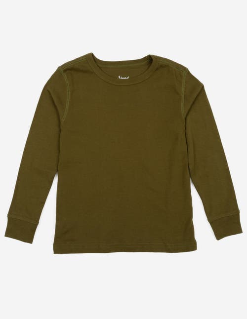 Leveret Kids Long Sleeve T-shirt, 100% Cotton, Solid Colors In Green