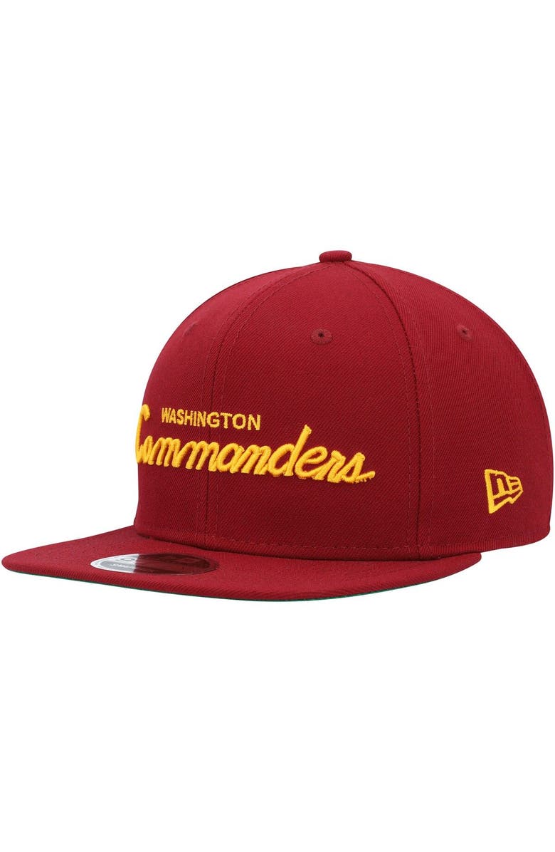 New Era Men's New Era Burgundy Washington Commanders Script Original Fit 9FIFTY Snapback Hat, Main, color, 
