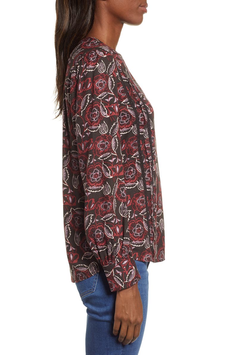 Hinge Lace Stripe V-Neck Blouse, Alternate, color, 