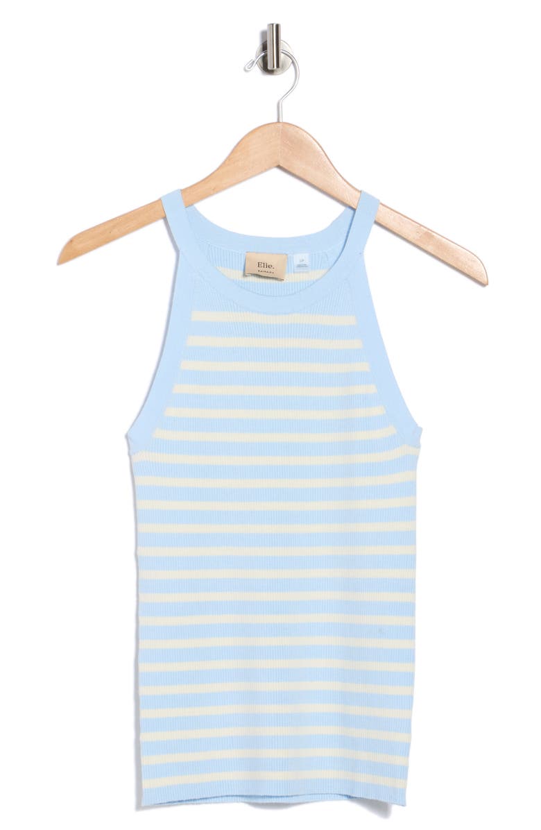 ELIE ELIE TAHARI Stripe Rib Sleeveless Sweater, Main, color, Nantucket Breeze/ Ivory
