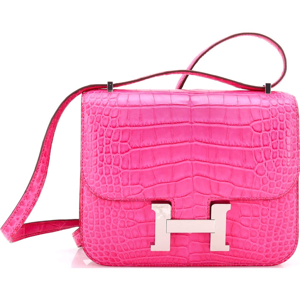 Pre-owned Hermes Hermes Constance Bag Matte Alligator 18 In Pink