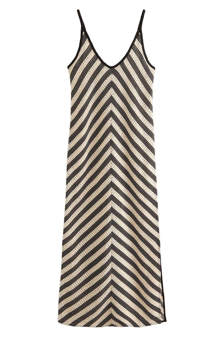Chevron Stripe Midi Dress, Alternate, color, NEUTRAL