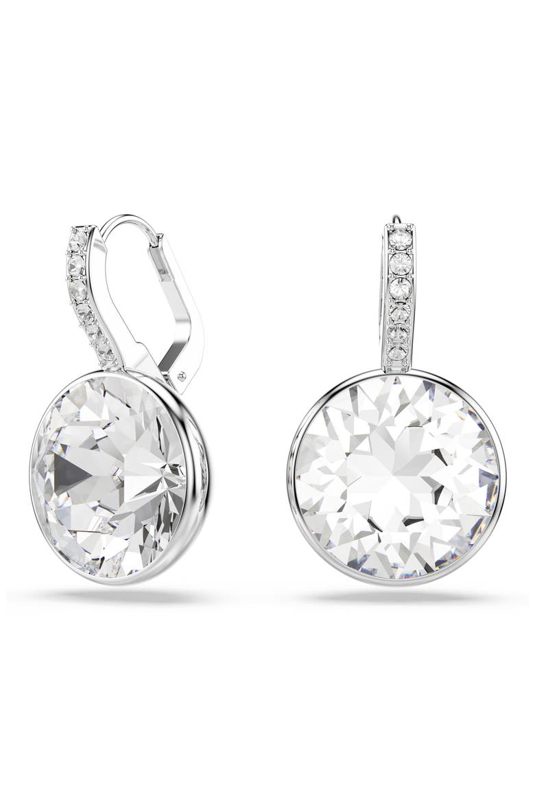 Millenia Round Crystal Drop Earrings, Main, color, RHODIUM