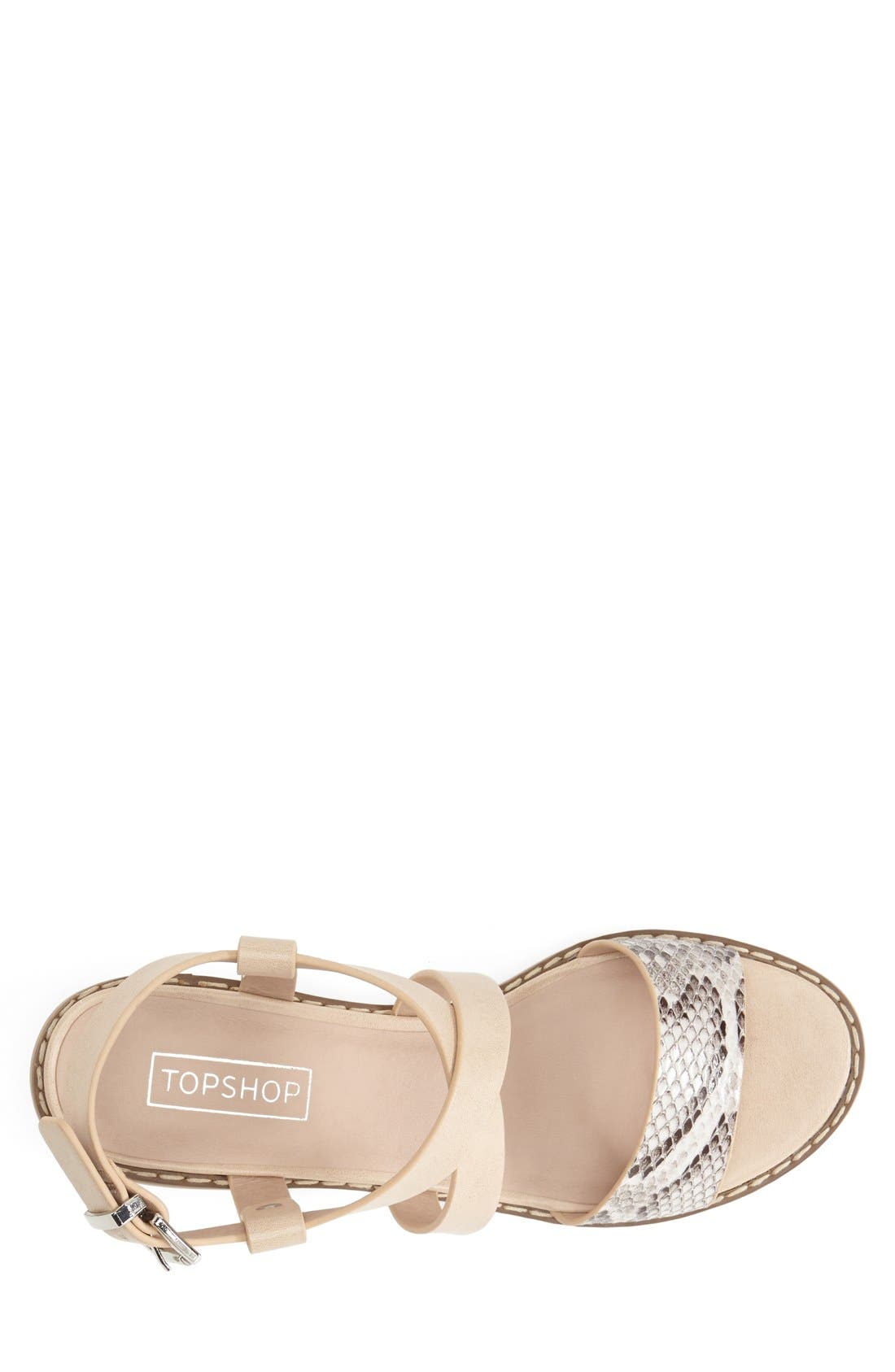 'Heartbeat' Lizard Embossed Sandal, Alternate, color, NUDE