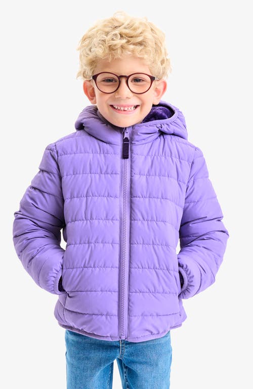Primary Kids Reversible Fleece Puffer Jacket In Purple