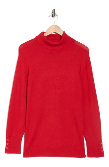 Joseph A Essential Fine Gauge Turtleneck Sweater In Red