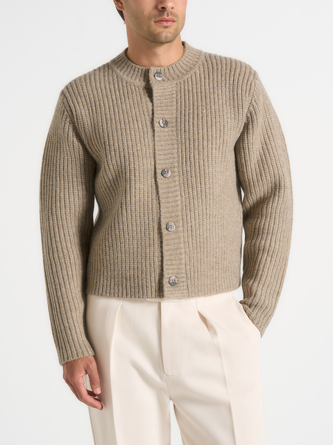 Alix Unisex Crewneck Ribbed Knit Cardigan
