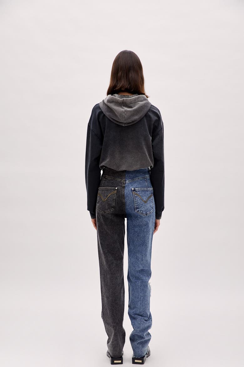 Two Color Block Denim Pant, Alternate, color, blue