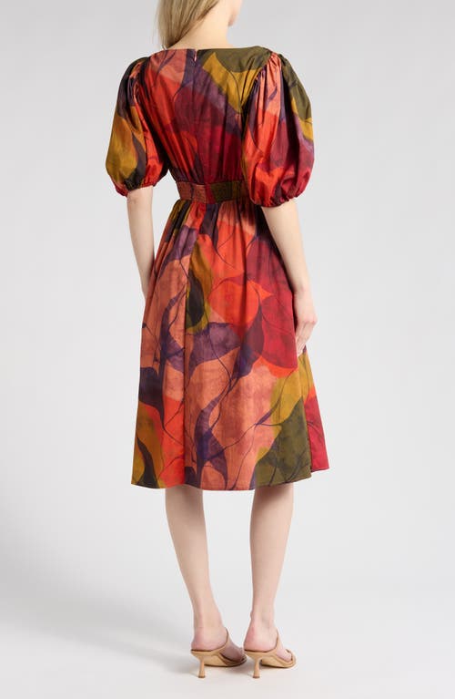 Hutch Puff Sleeve Dress In Layered Geo