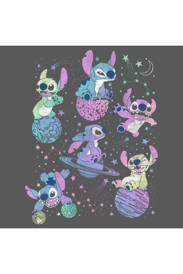Girl's Lilo & Stitch Planetary Stitch  Graphic T-Shirt, Alternate, color, Black