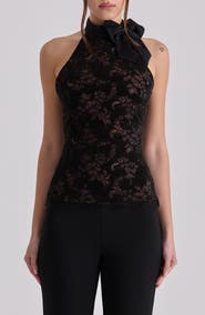 HOUSE OF CB Natalya Bow Halter Lace Top