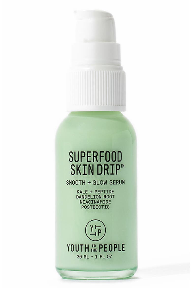 Superfood Skin Drip Smooth + Glow Barrier Serum with Peptides + Niacinamide, Main, color, GREEN