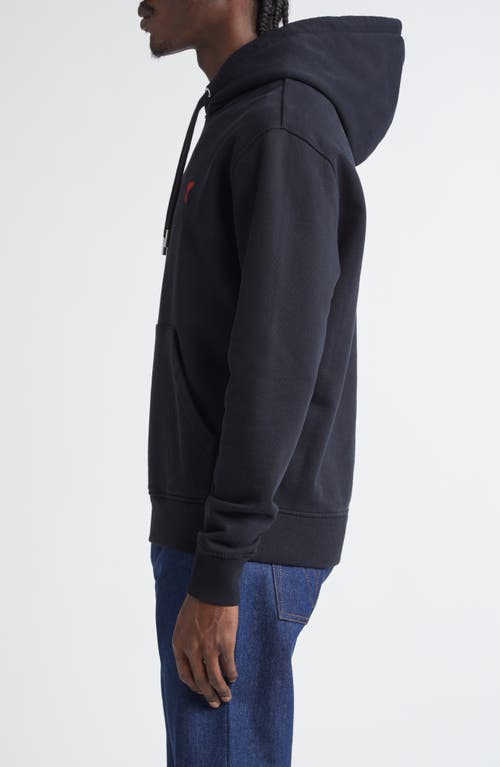 Ami Alexandre Mattiussi Cotton Hoodie With Drawstring Hood And Red Logo Embroidery In Black