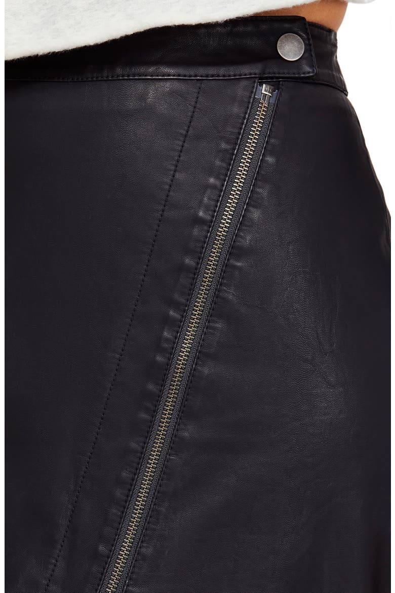 Wrapped Up Faux Leather Skirt, Alternate, color, BLACK