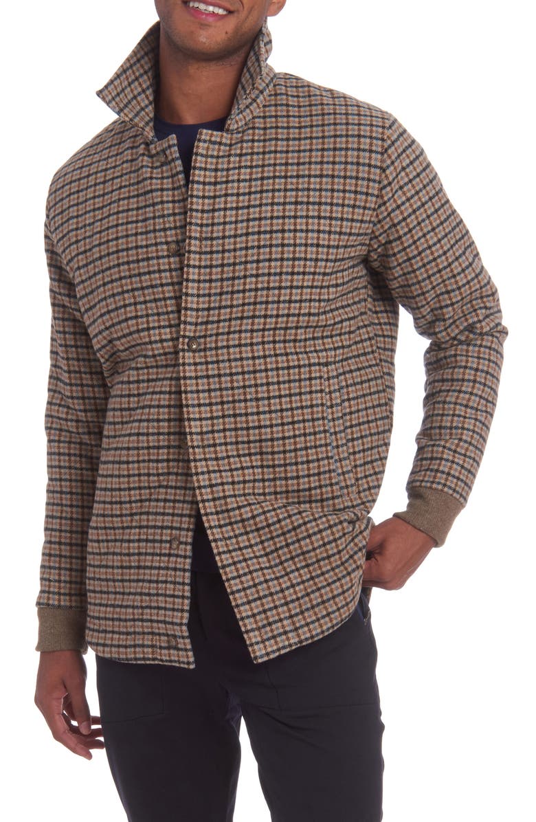 PINO BY PINOPORTE Quilted Wool Blend Overshirt, Main, color, Tan