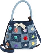 YanYan Embellished Check Cotton Knit Handbag