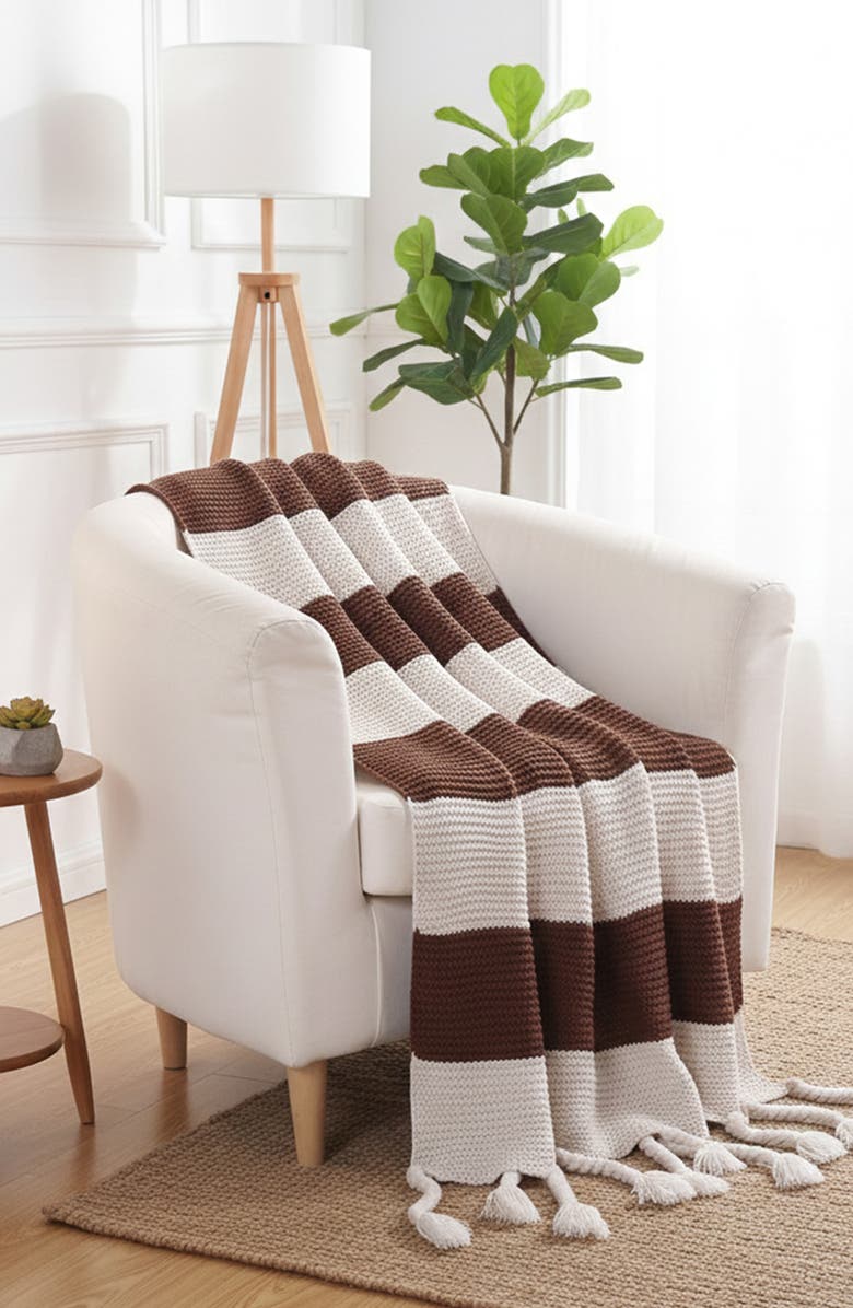 Luxury Home Vintage Stripe Fluffy Throw Blanket, Alternate, color, 