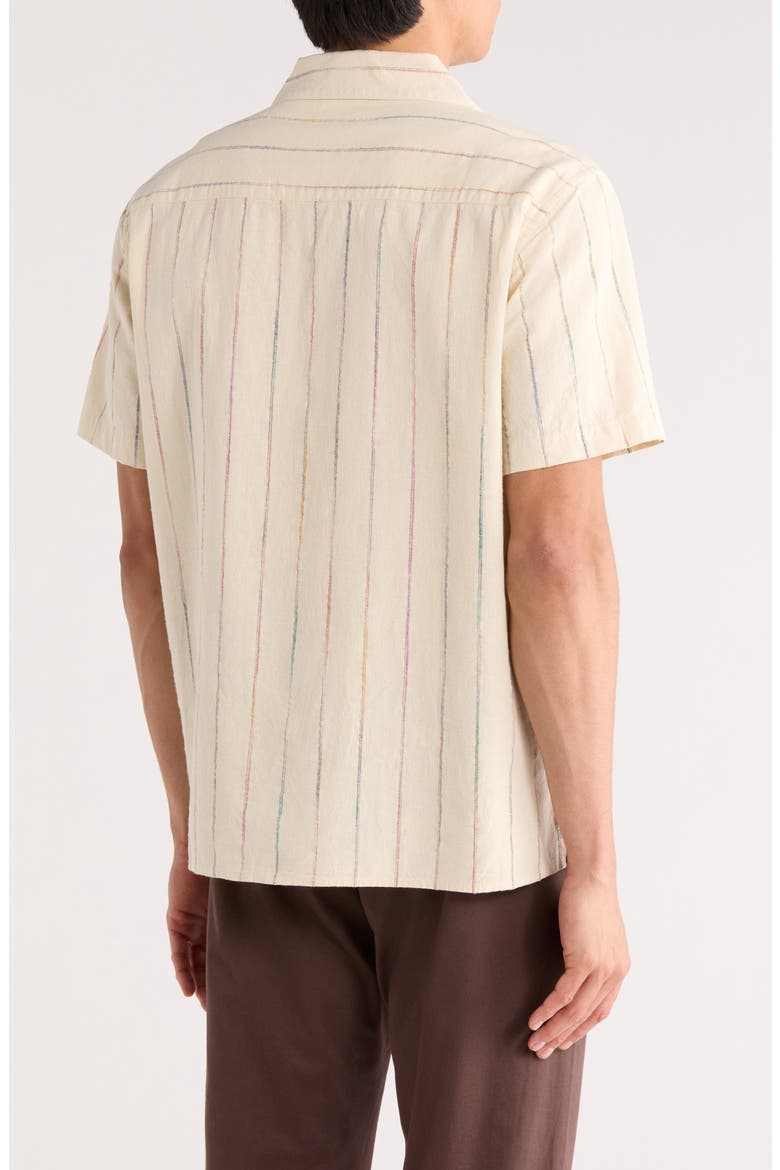 Riviera Short Sleeve Shirt, Alternate, color, KHAKI SPACE DYE STRIPE
