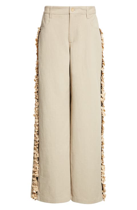 Burro Paillette Side Stripe Wide Leg Jeans