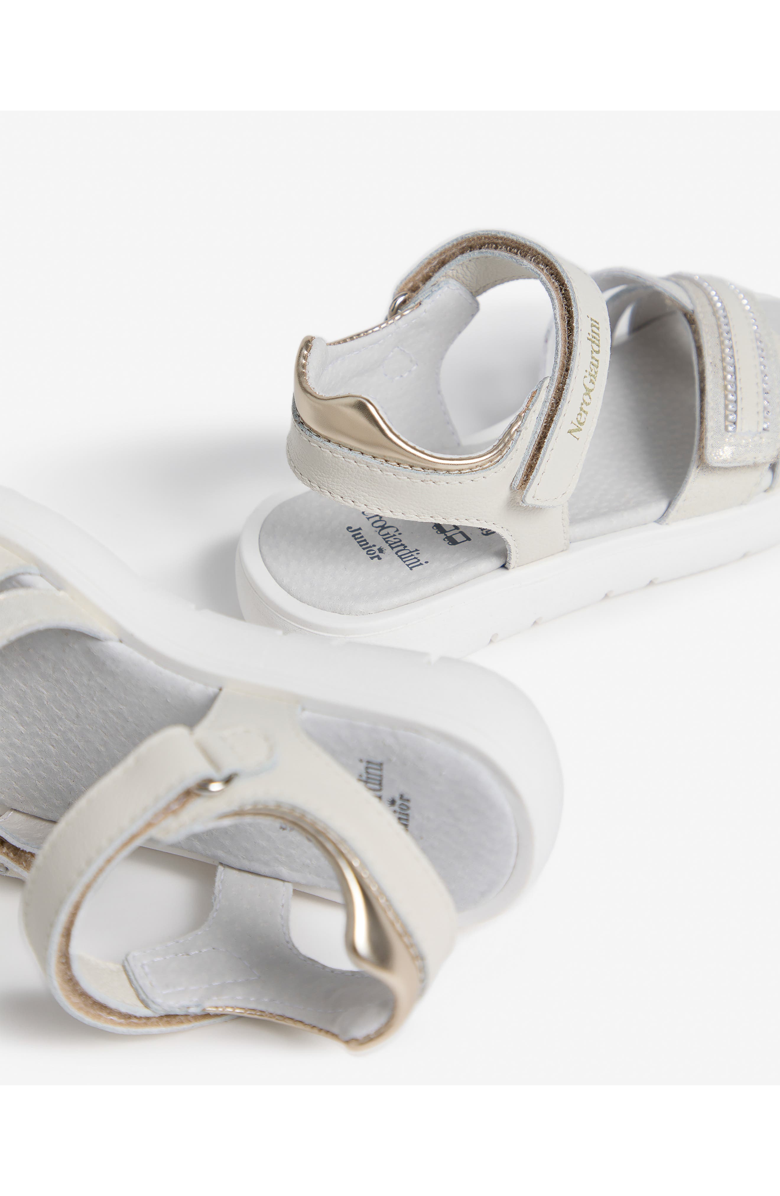 NeroGiardini Sporty Sandal, Alternate, color, White/ Silver