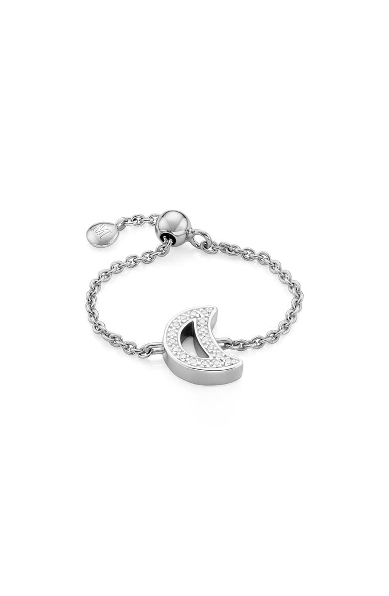 Monica Vinader Alphabet Diamond Moon Friendship Ring, Main, color, 