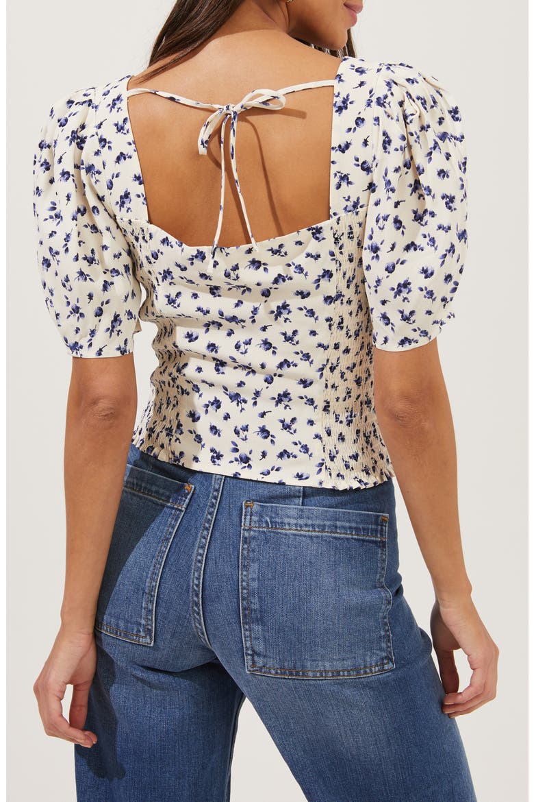 Puff Sleeve Top, Alternate, color, CREAM-BLUE DITSY