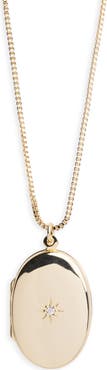 ARGENTO VIVO Oval Crystal Star Locket Necklace