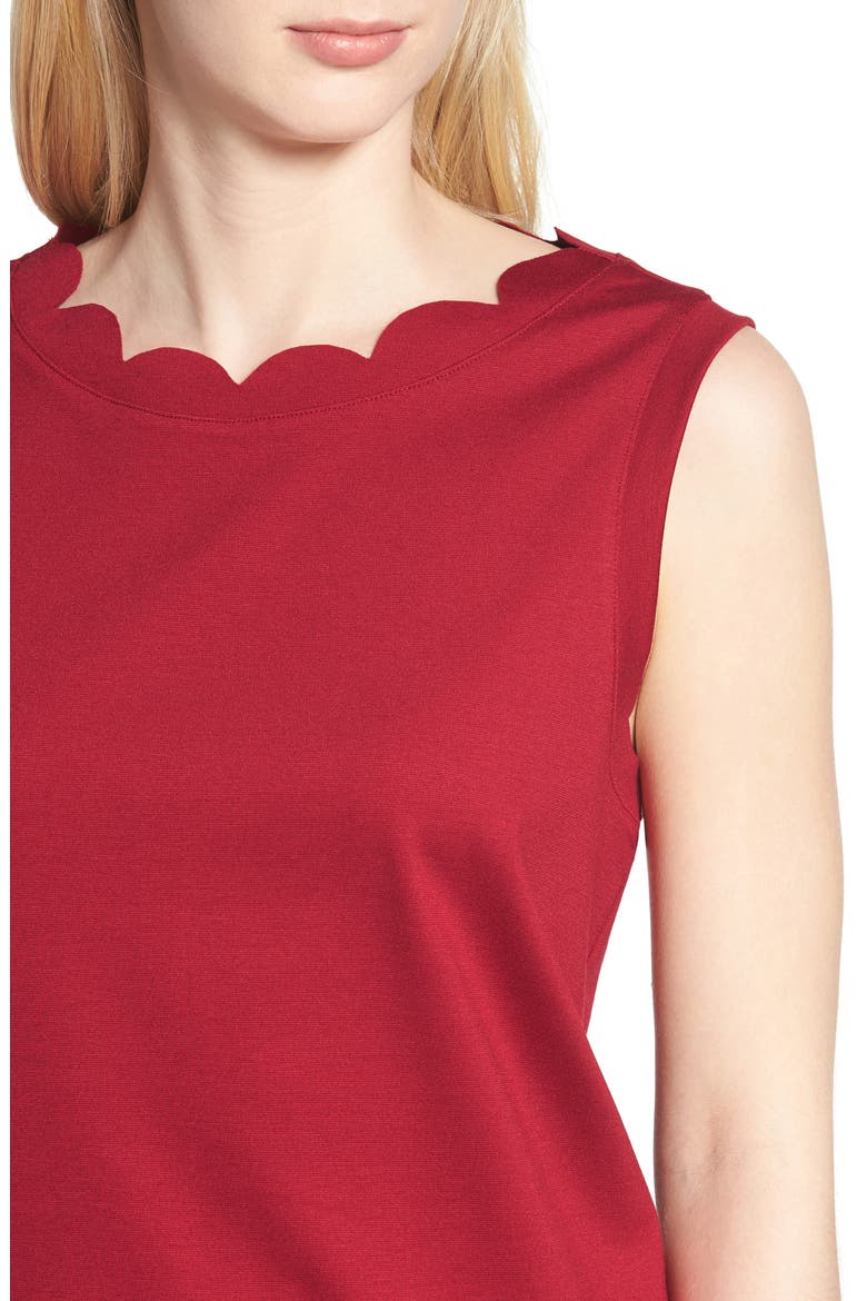 Scallop Edge Sleeveless Top, Alternate, color, RED
