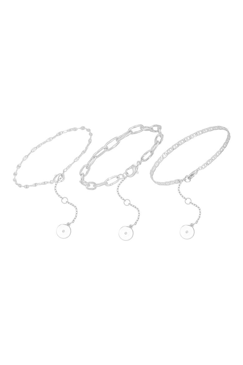 Set of 3 Chain Bracelets, Main, color, SILVER TONE