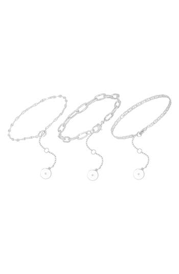 Vince Camuto Set Of 3 Chain Bracelets In Silver