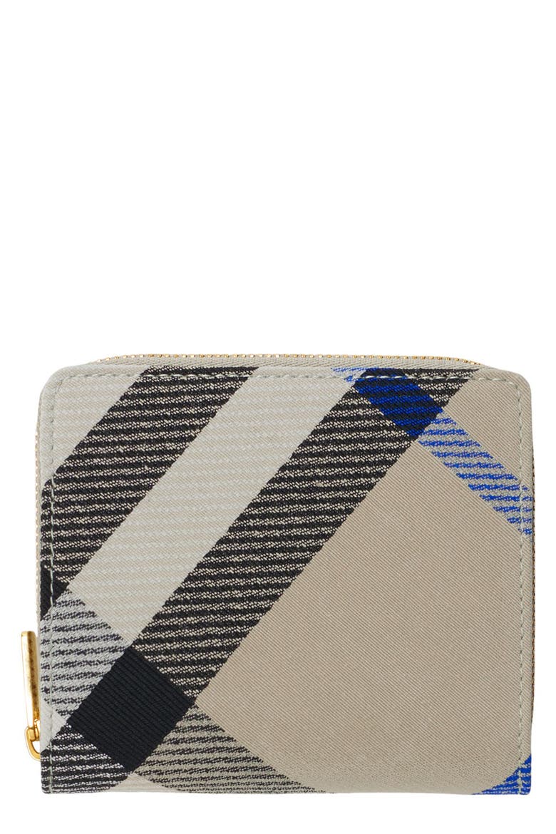 Check Jacquard Compact Zip Wallet, Main, color, LICHEN