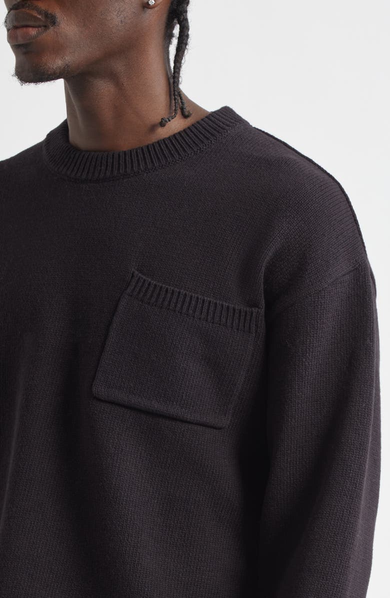 Waste Yarn Project Dom Pocket Crop Sweater, Alternate, color, Black Solid