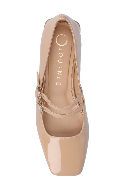 Journee Collection Gredah Mary Jane Pump In Patent/beige