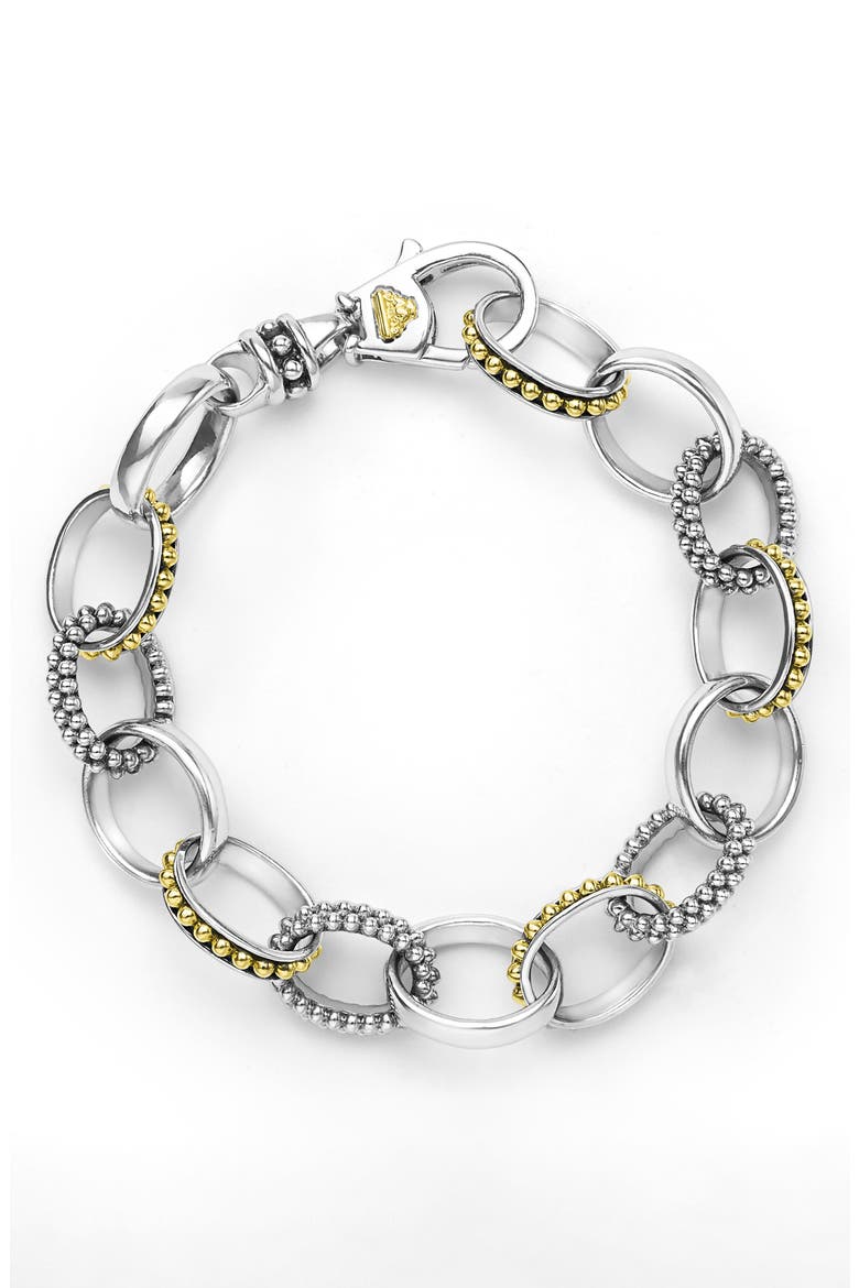 Signature Caviar Link Chain Bracelet, Alternate, color, TWO TONE