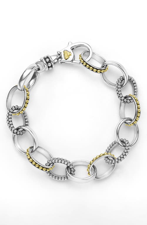 Lagos Signature Caviar Link Chain Bracelet In Metallic