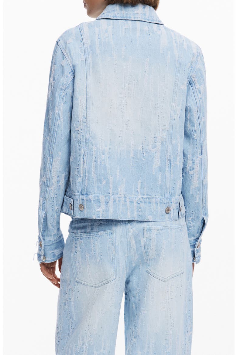 Distressed Denim Trucker Jacket, Alternate, color, MEDIUM BLUE