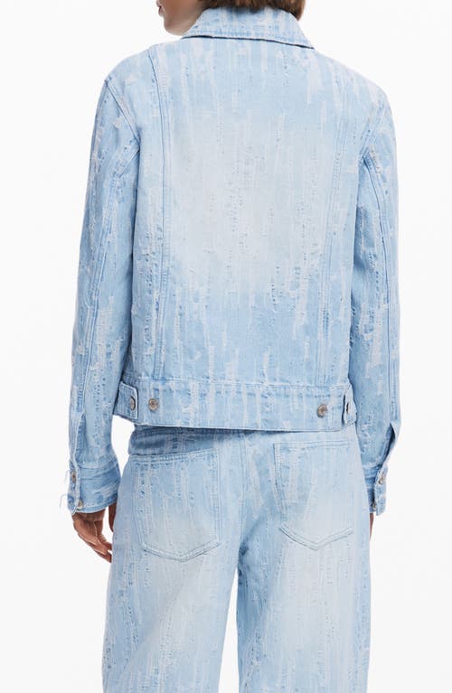 Desigual Distressed Denim Trucker Jacket In Blue