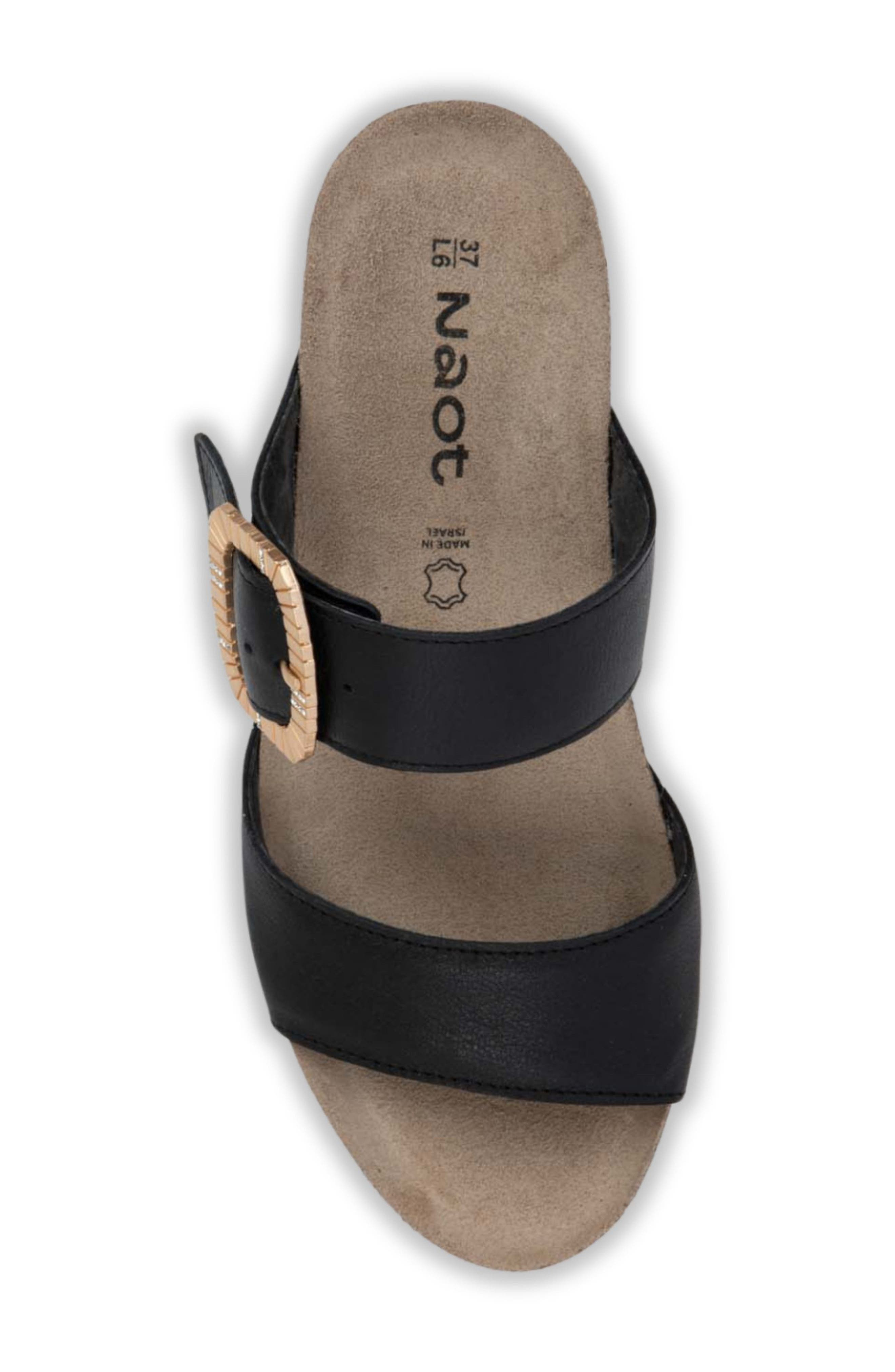 Naot Magic Luxe Double Strap Platform Slide Sandal, Alternate, color, Black Leather