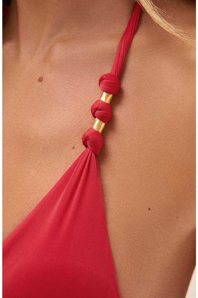 Paula Triangle Bikini Top, Alternate, color, RED
